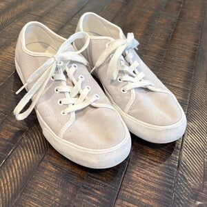 Vionic Oasis Canvas Sneaker Shoes Womens 8.5 Lt Gray Comfort Walking Casual Boat